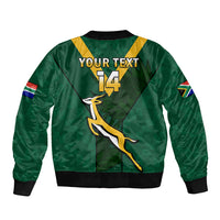 (Custom Text And Number) South Africa Rugby Go Blitzboks Sevens Sleeve Zip Bomber Jacket - Wonder Print Shop