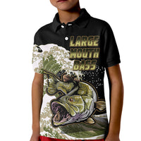 Largemouth Bass Fishing Polo Shirt Gold for Kid - Wonder Print Shop