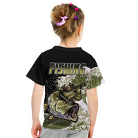 Largemouth Bass Fishing Gold Kid T Shirt - Wonder Print Shop