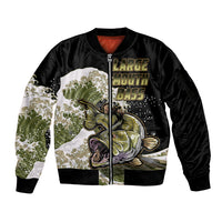 Largemouth Bass Fishing Gold Sleeve Zip Bomber Jacket - Wonder Print Shop