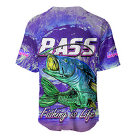 Bass Fishing is Life Hook Sport Largemouth Purple Baseball Jersey LT9 - Wonder Print Shop