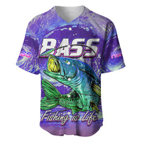 Bass Fishing is Life Hook Sport Largemouth Purple Baseball Jersey LT9 - Wonder Print Shop