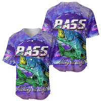 Bass Fishing is Life Hook Sport Largemouth Purple Baseball Jersey LT9 - Wonder Print Shop