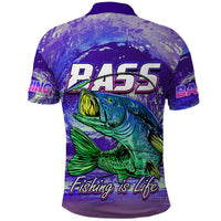 Bass Fishing Polo Shirt Fishing is Life Hook Sport Largemouth Purple - Wonder Print Shop