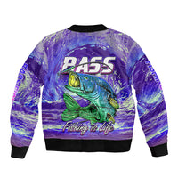 Bass Fishing is Life Hook Sport Largemouth Purple Sleeve Zip Bomber Jacket - Wonder Print Shop