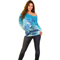 Mother and Baby Whale Mix Polynesian Style Off Shoulder Sweater TS07 - Wonder Print Shop