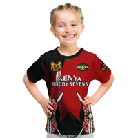 (Custom Text And Number) Kenya Rugby Sevens Sporty Version Kid T Shirt - Wonder Print Shop