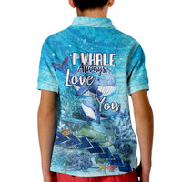Mother and Baby Whale Mix Polynesian Style Polo Shirt for Kid TS07 - Wonder Print Shop