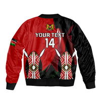 (Custom Text And Number) Kenya Rugby Sevens Sporty Version Sleeve Zip Bomber Jacket - Wonder Print Shop