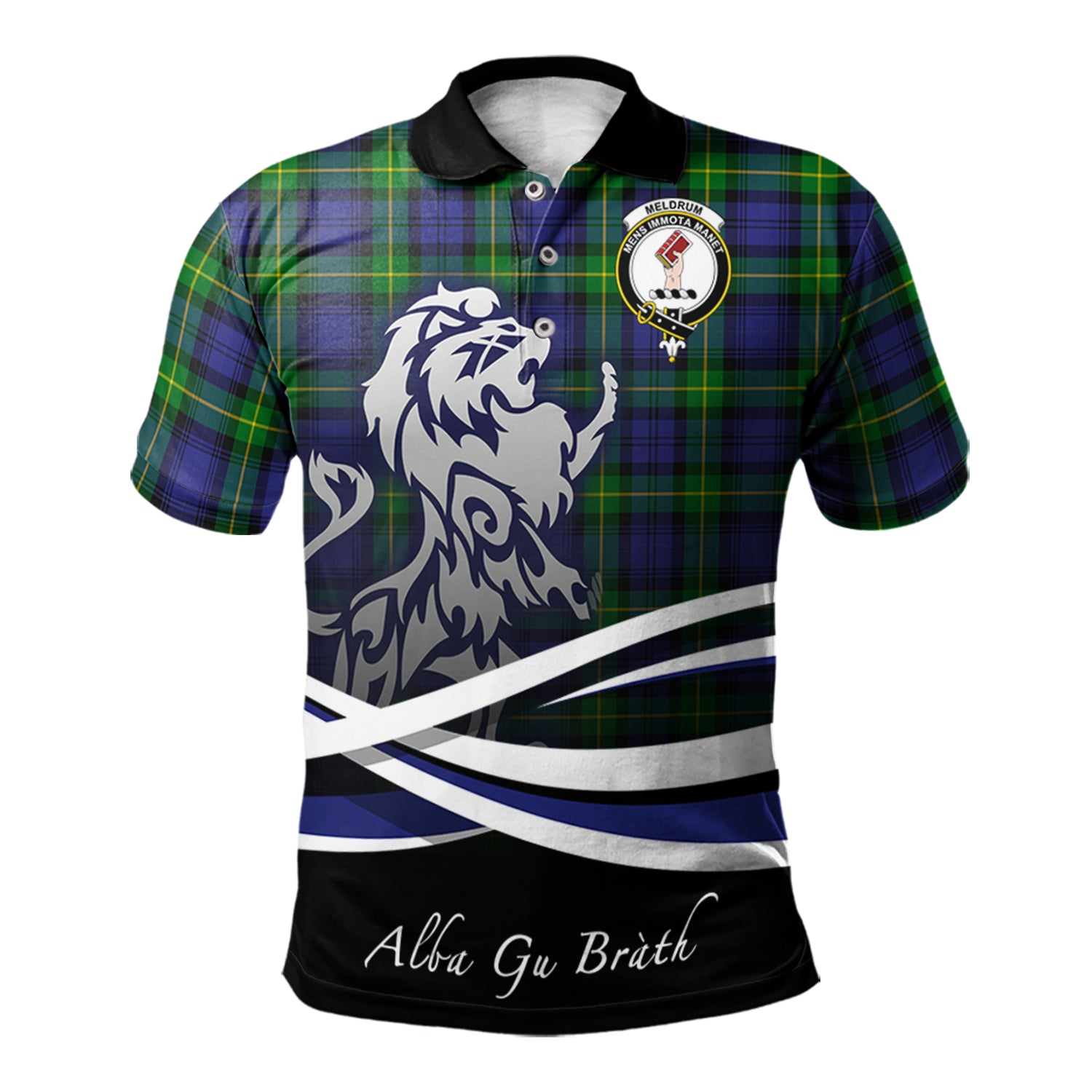 scottish-meldrum-clan-crest-scotland-lion-tartan-polo-shirt