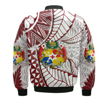 Tonga Emancipation Day Bomber Jacket Kupesi Pattern No.2 White LT9 - Wonder Print Shop