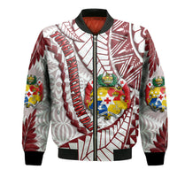 Tonga Emancipation Day Bomber Jacket Kupesi Pattern No.2 White LT9 - Wonder Print Shop