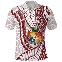 Tonga Polo Shirt Emancipation Day Kupesi Pattern No.2 White - Wonder Print Shop