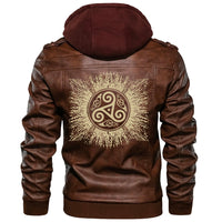 Viking Zipper Leather Jacket - Triskele RLT12 - Wonder Print Shop