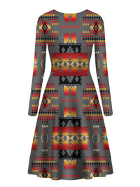 gray-pattern-native-american-long-sleeve-dress