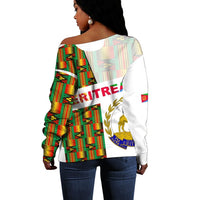 Eritrea Off Shoulder Sweater Kente Pattern LT13 - Wonder Print Shop