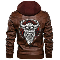 Viking Zipper Leather Jacket - Odin Rune RLT12 - Wonder Print Shop