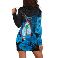 (Custom Personalised) Guam Seal Hoodie Dress Polynesian Turtle with Flowers Version Blue LT13 - Wonder Print Shop