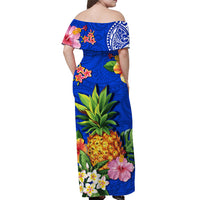 hawaii-off-shoulder-long-dress-blue-polynesia-pineapple
