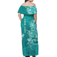 custom-personalised-hawaii-off-shoulder-long-dress-polynesia-turquoise-sea-turtle-honu-and-map