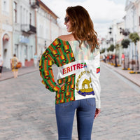 Eritrea Off Shoulder Sweater Kente Pattern LT13 - Wonder Print Shop