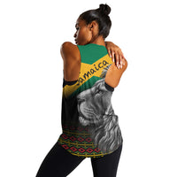 Jamaica Lion Women Racerback Tank Jamaican Pattern Version Black LT13 - Wonder Print Shop