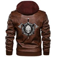 Viking Zipper Leather Jacket - Viking Weapons RLT12 - Wonder Print Shop