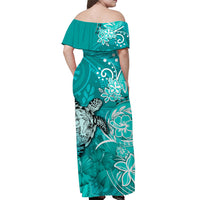 custom-personalised-hawaii-off-shoulder-long-dress-polynesia-turquoise-sea-turtle-honu-and-hibiscus