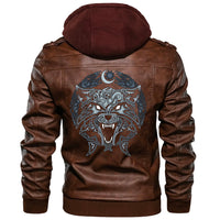 Viking Zipper Leather Jacket - Fenrir Pattern RLT12 - Wonder Print Shop
