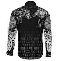 Viking Long Sleeve Button Shirt Raven and Wolf Special Tattoo RLT12 - Wonder Print Shop