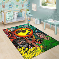 Australia Aboriginal Kangaroo Combine New Zealand Maori Kiwi Bird Area Rug LT2 - Wonder Print Shop