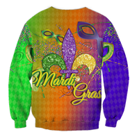 Mardi Gras Mask With Beads Sweatshirt - LT12 - Wonder Print Shop