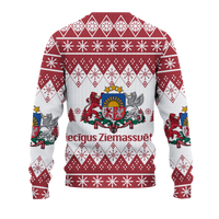 Latvia Christmas Priecigus Ziemassvetkus Ugly Pattern Sweatshirt - LT12 - Wonder Print Shop