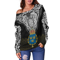 Viking Off Shoulder Sweater - Sweden Viking Symbol RLT12 - Wonder Print Shop
