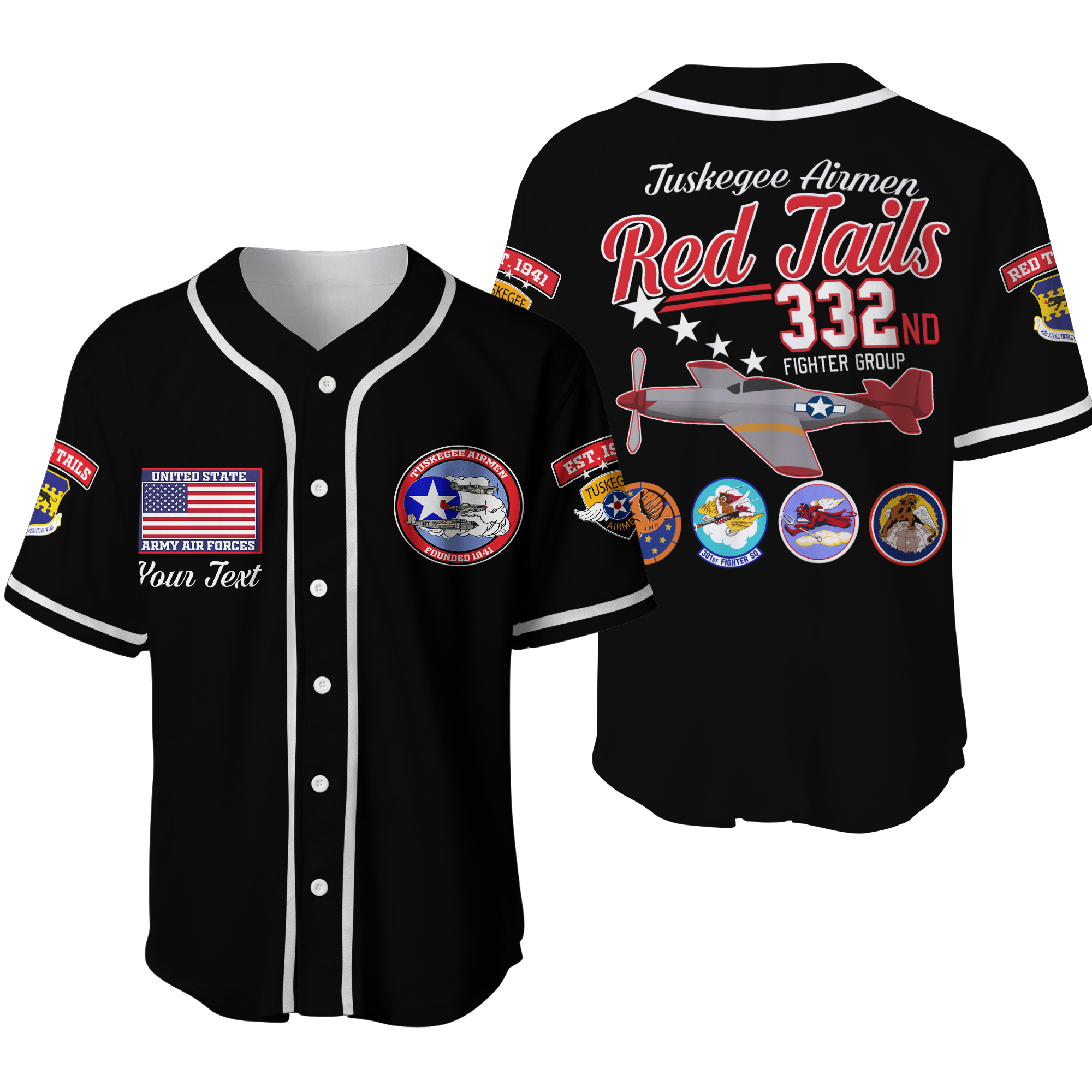 custom-tuskegee-airmen-the-red-tails-pride-baseball-jersey