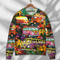 Hippie Bus Peace Life Colorful Style Ugly Christmas Sweater - Wonder Print Shop