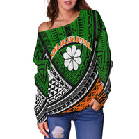 Kwajalein Atoll Tribal Pattern Women Off Shoulder Sweater LT12 - Wonder Print Shop