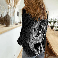 Custom Personalised Polynesian Shark Tattoo Hawaii Tribal Women Casual Shirt LT12 - Wonder Print Shop