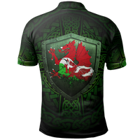 Wales Raglan Polo Shirt Cymru Dragon With Shield - Wonder Print Shop