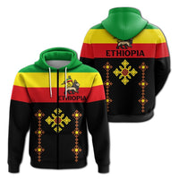 Ethiopia Cross With Flag Zip Up Hoodie LT12 - Wonder Print Shop