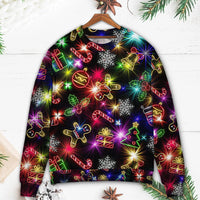 Christmas With Tree And Gift Cookies Gingerbread Man Neon Style Ugly Christmas Sweater - Wonder Print Shop
