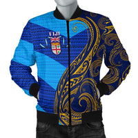 Fiji Bomber Jacket - Flag's Color With Gold Polynesian Pattern LT20 - Wonder Print Shop