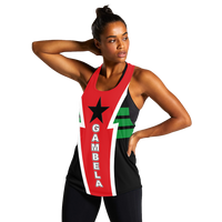 Red sleeveless tank top, side view with 'GAMBELA' lettering and large black star