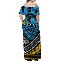 Polynesian Dress VUKINATIKINA Sanma Province Tribal Pattern Off Shoulder Long Dress LT12