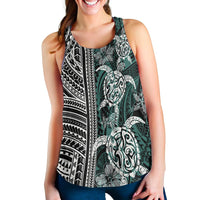 Polynesian Women's Racerback Tank Turtle With Ethnic Motives and Floral Elements LT20 - Wonder Print Shop