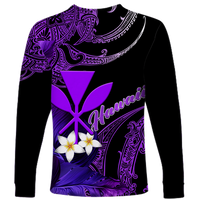 Custom Personalised Hawaii Turtle With Plumeria Leaf Purple Long Sleeve Shirt LT12 - Wonder Print Shop