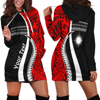 (Custom Personalised) Marshall Islands Hoodie Dress Simple Pattern Version Red LT13 - Wonder Print Shop