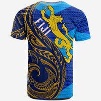 Fiji T Shirt FlagS Color With Gold Polynesian Pattern LT20 - Wonder Print Shop