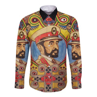 Ethiopia Long Sleeve Button Shirt Haile Selassie I LT13 - Wonder Print Shop