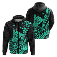 Hawaii Shaka Polynesian Tribal Turquoise Zip Hoodie LT12 - Wonder Print Shop